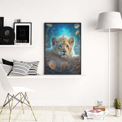 Flower And Lion - Full Round Drill Diamond Painting 30*40CM