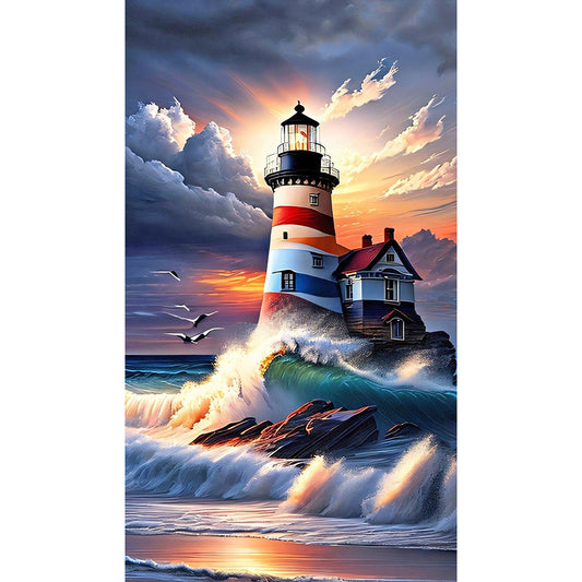 Lighthouse After Rain - Full Round Drill Diamond Painting 40*70CM