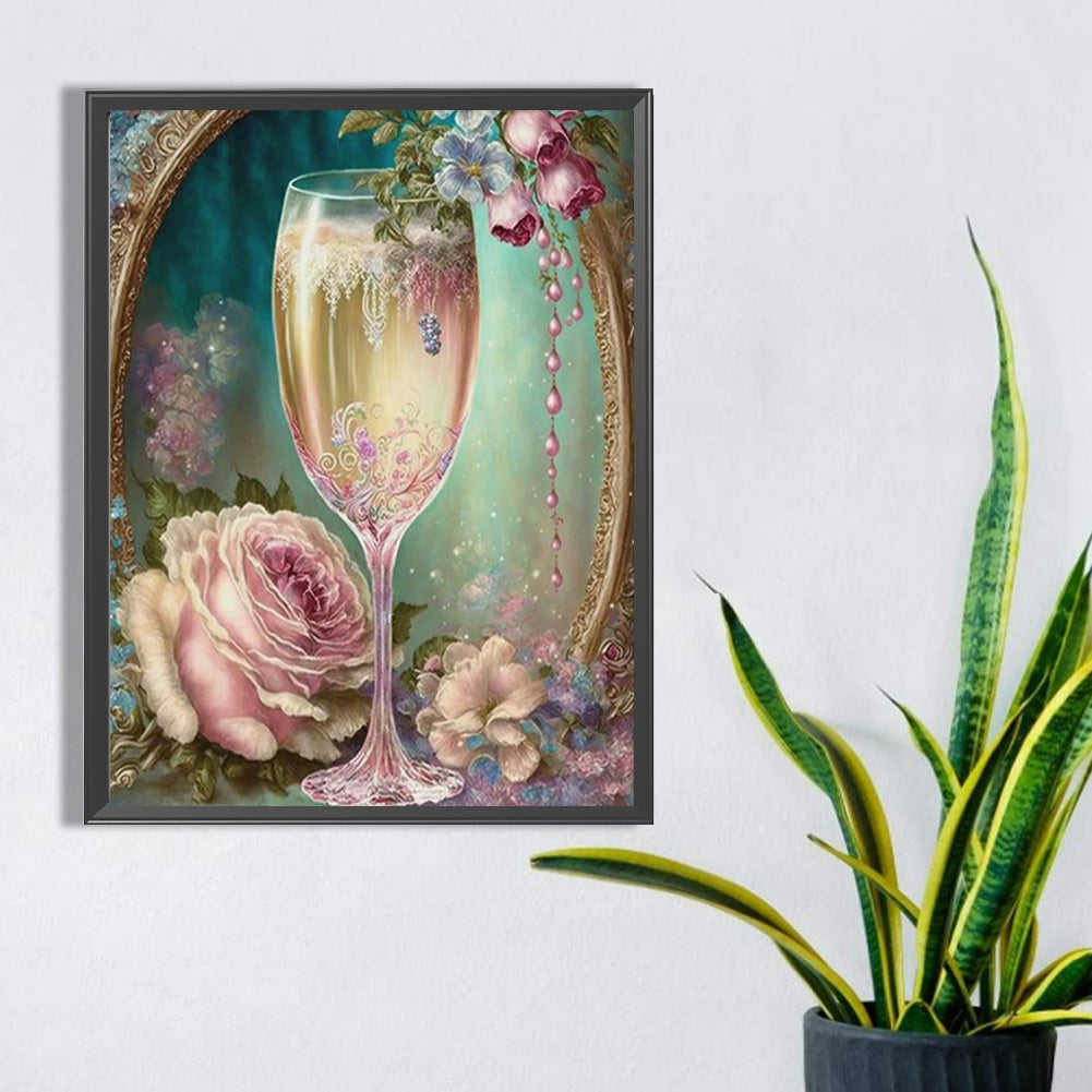 Flower Goblet - Full Square Drill Diamond Painting 30*40CM