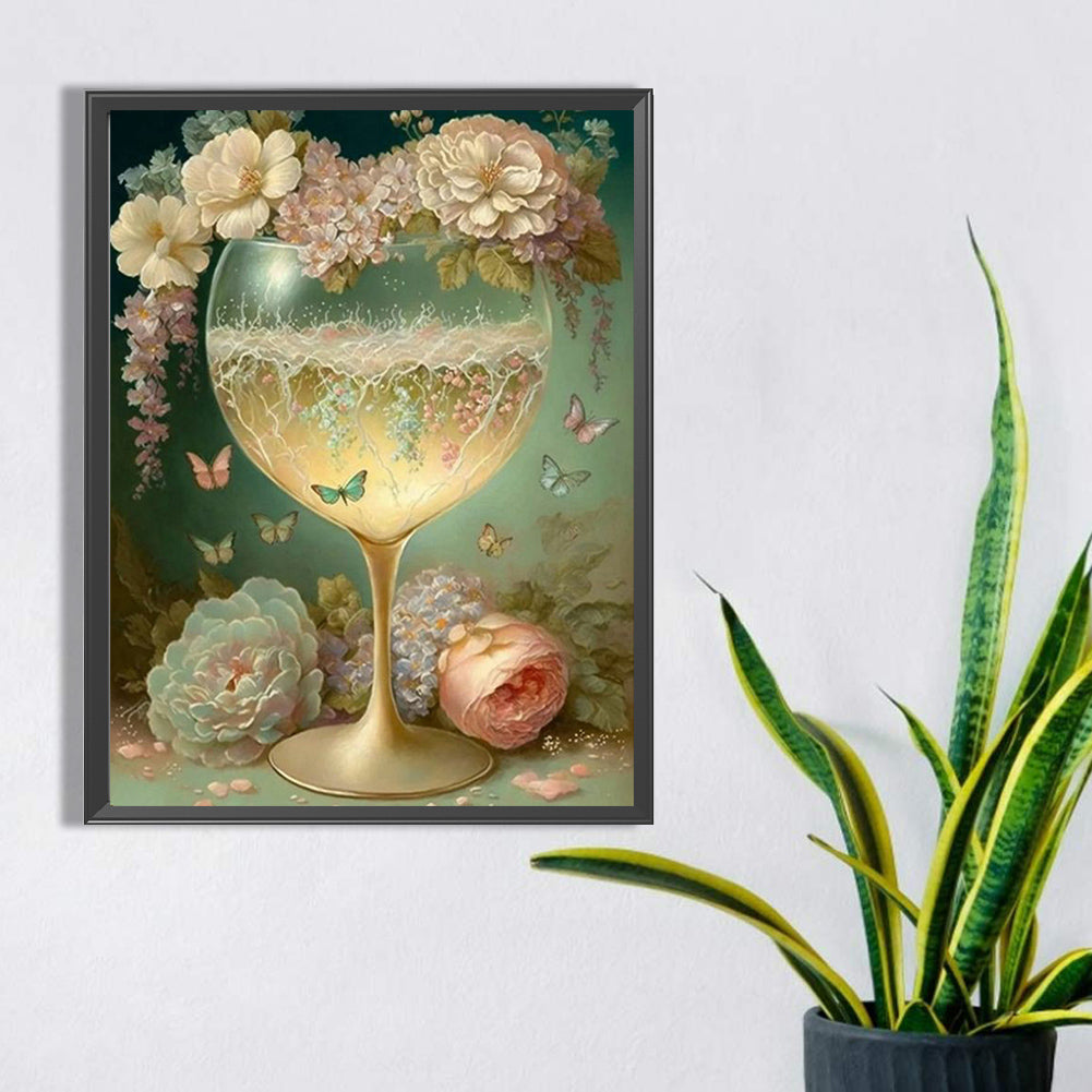 Flower Goblet - Full Square Drill Diamond Painting 30*40CM
