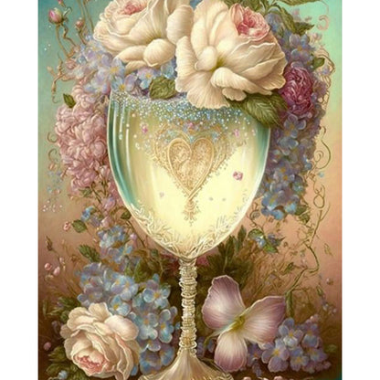 Rose Goblet - Full Square Drill Diamond Painting 40*50CM