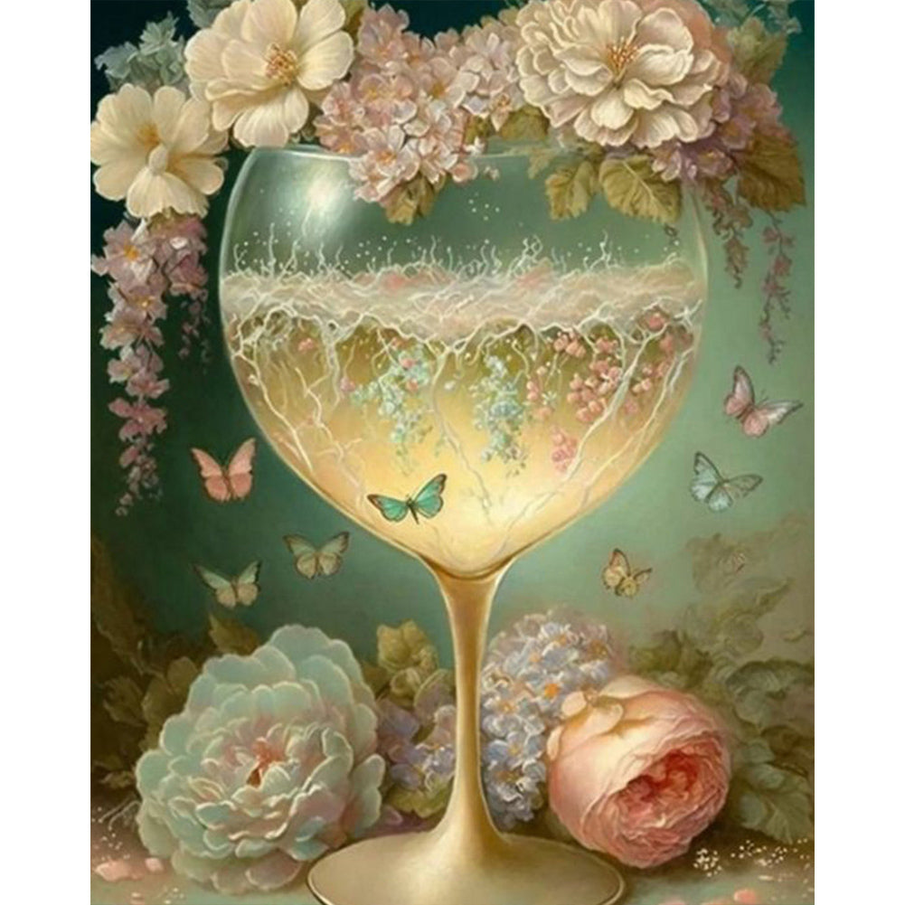 Rose Goblet - Full Square Drill Diamond Painting 40*50CM