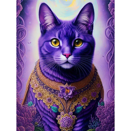 Purple Cat - Full Round Drill Diamond Painting 30*40CM