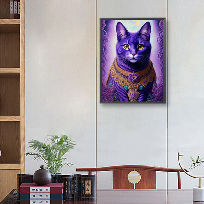 Purple Cat - Full Round Drill Diamond Painting 30*40CM