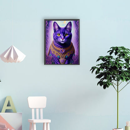 Purple Cat - Full Round Drill Diamond Painting 30*40CM