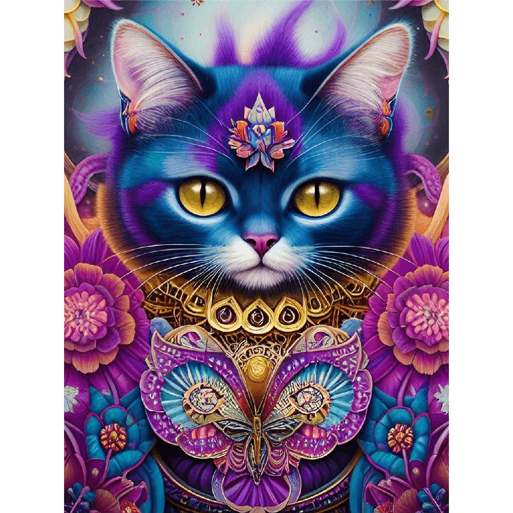 Purple Cat - Full Round Drill Diamond Painting 30*40CM