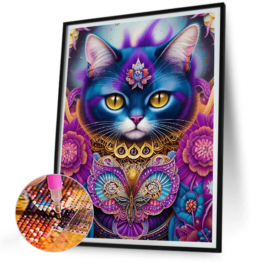 Purple Cat - Full Round Drill Diamond Painting 30*40CM