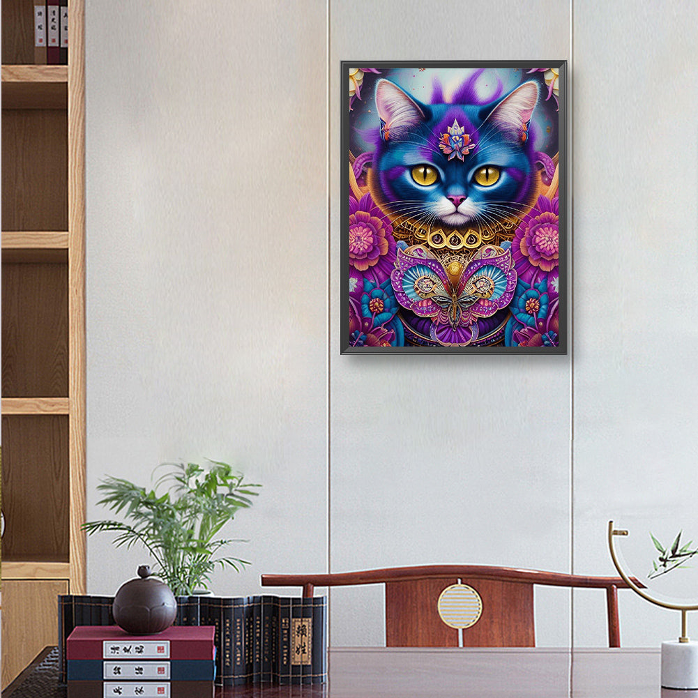 Purple Cat - Full Round Drill Diamond Painting 30*40CM