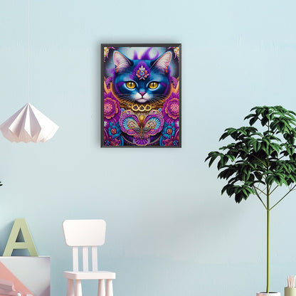 Purple Cat - Full Round Drill Diamond Painting 30*40CM