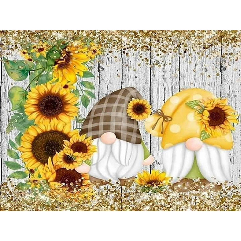 Sunflower Gnome - Full Round Drill Diamond Painting 40*30CM