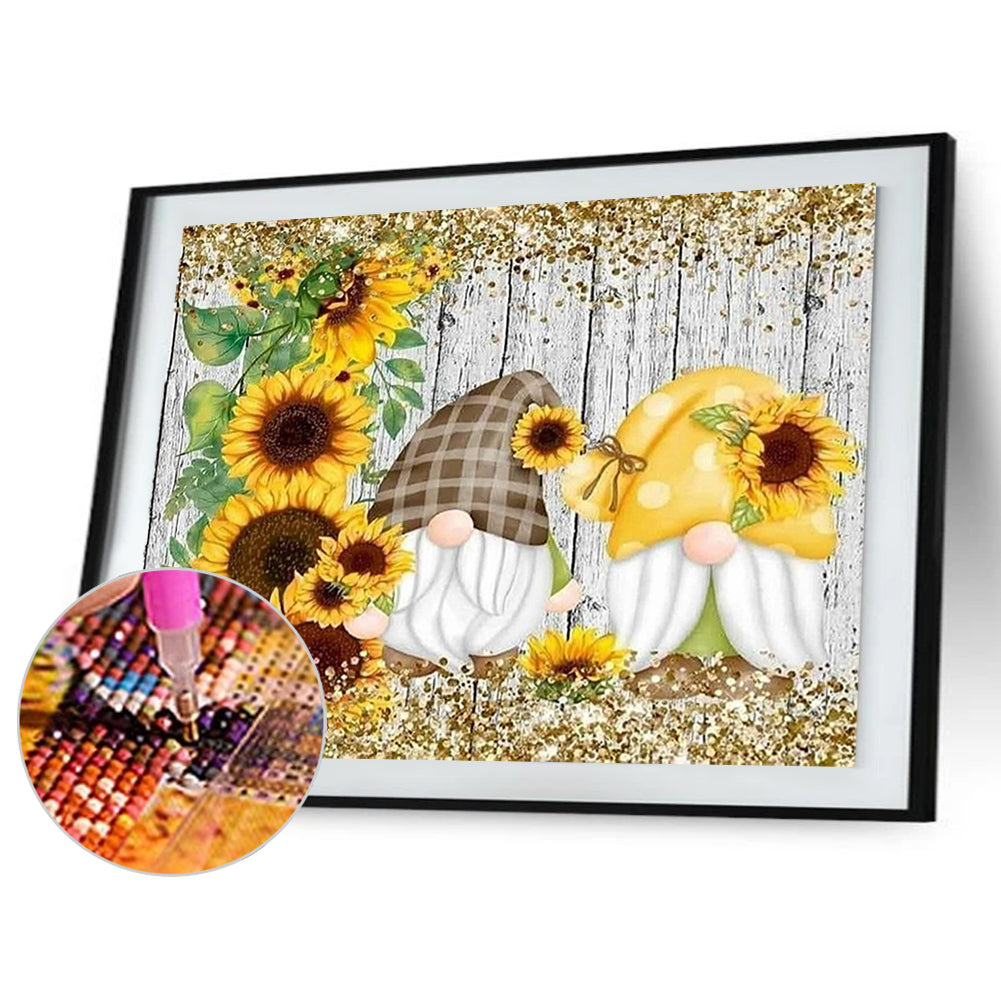 Sunflower Gnome - Full Round Drill Diamond Painting 40*30CM