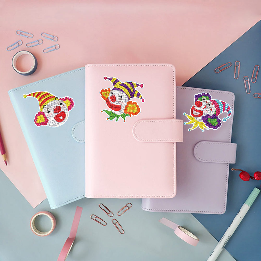 4pcs Diamond Mosaic Sticker Art Crafts Clown DIY for Kids Beginner Children Gift