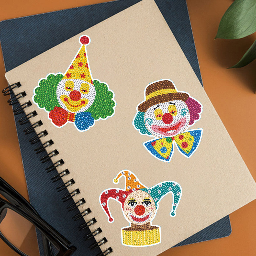 4pcs Diamond Mosaic Sticker Art Crafts Clown DIY for Kids Beginner Children Gift