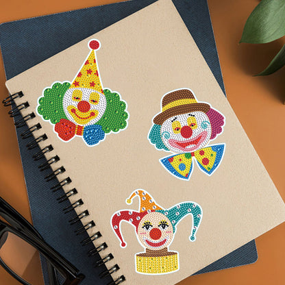 4pcs Diamond Mosaic Sticker Art Crafts Clown DIY for Kids Beginner Children Gift