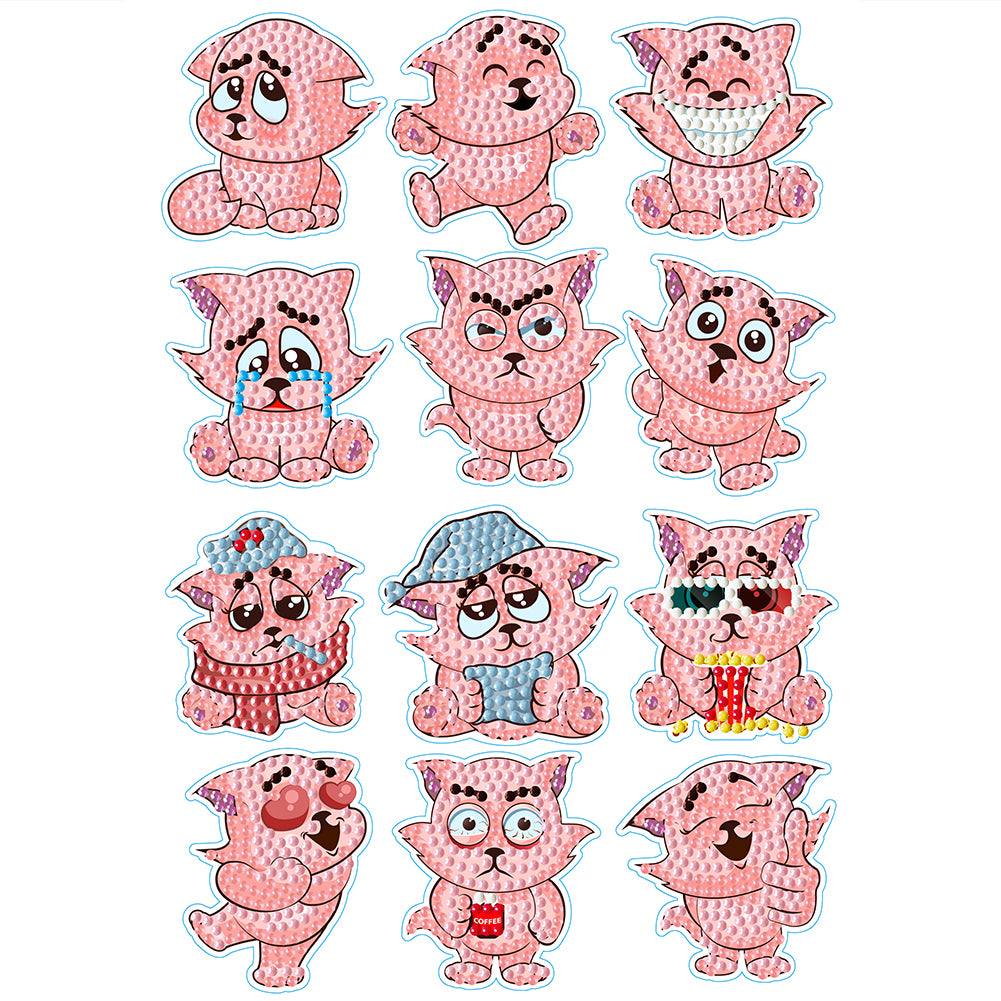 2pcs Diamond Mosaic Sticker Art Crafts Animal DIY Cartoon Stickers Children Gift