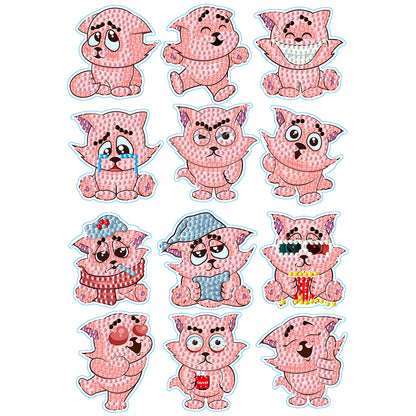 2pcs Diamond Mosaic Sticker Art Crafts Animal DIY Cartoon Stickers Children Gift