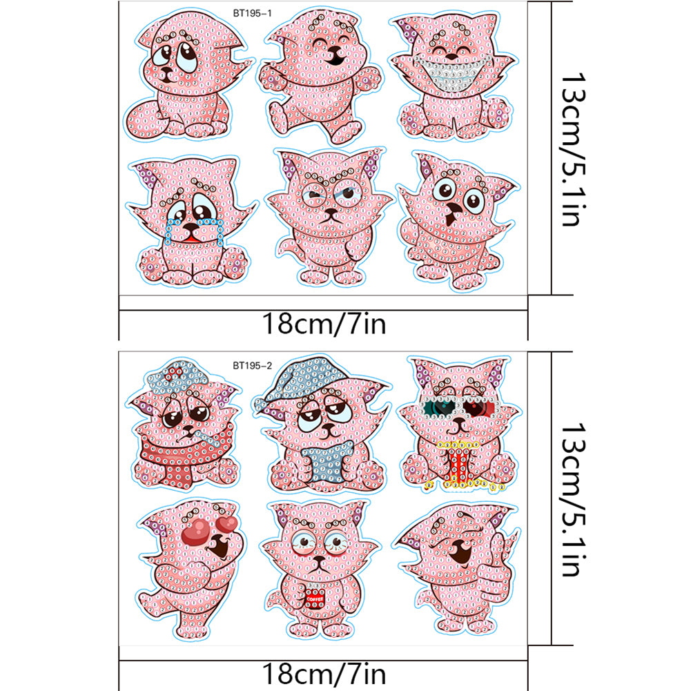 2pcs Diamond Mosaic Sticker Art Crafts Animal DIY Cartoon Stickers Children Gift