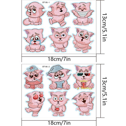 2pcs Diamond Mosaic Sticker Art Crafts Animal DIY Cartoon Stickers Children Gift