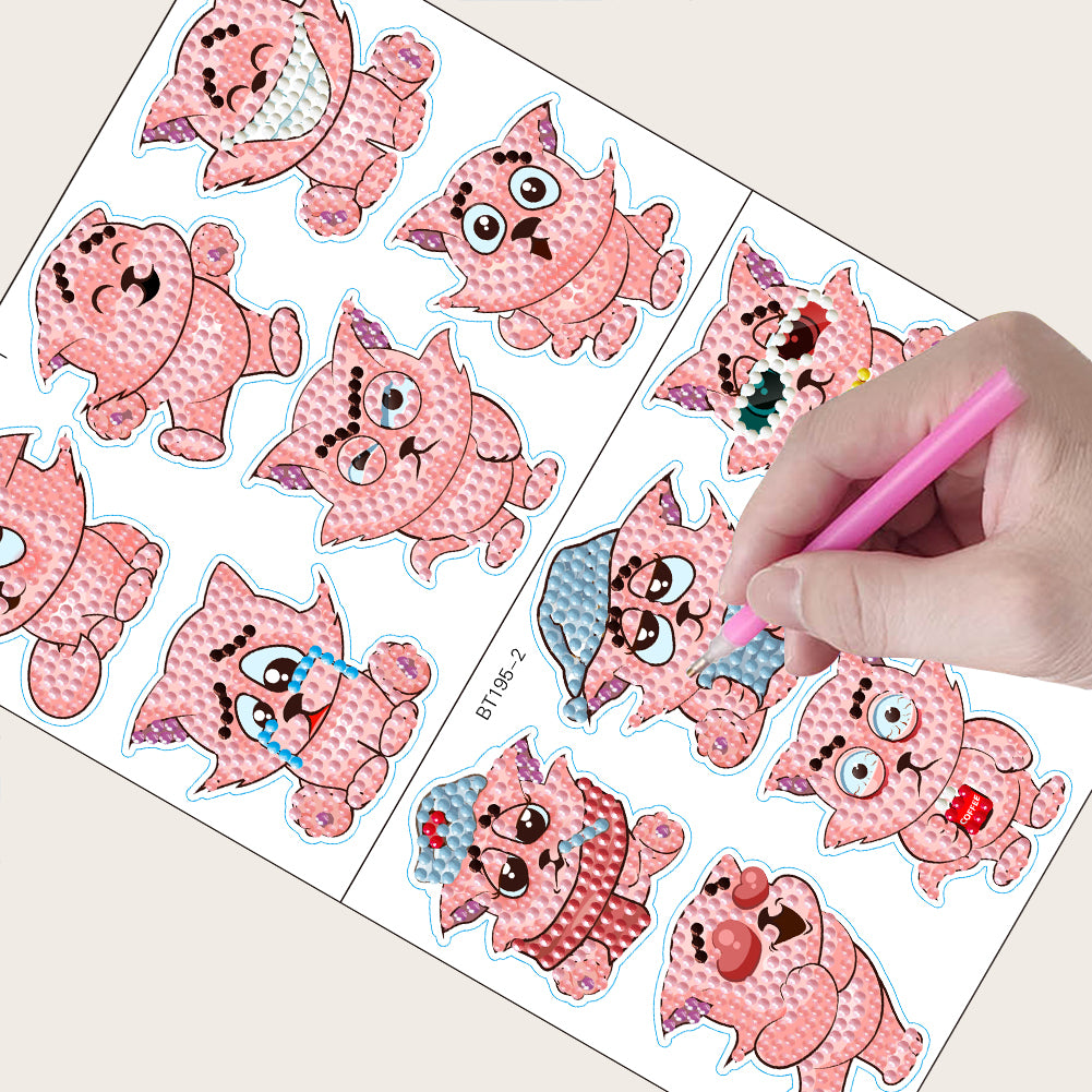 2pcs Diamond Mosaic Sticker Art Crafts Animal DIY Cartoon Stickers Children Gift