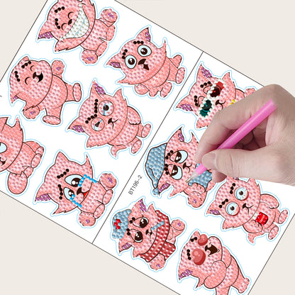 2pcs Diamond Mosaic Sticker Art Crafts Animal DIY Cartoon Stickers Children Gift