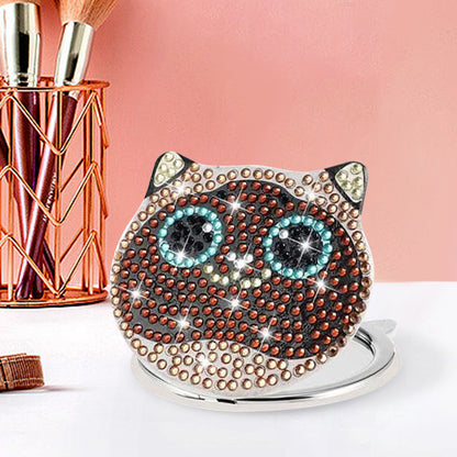 DIY Diamond Art Mosaic Makeup Mirror Paint by Number Kits Cat for Adult and Kids