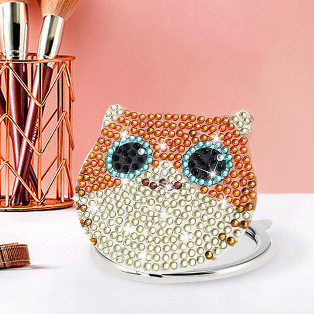 DIY Diamond Art Mosaic Makeup Mirror Paint by Number Kits Cat for Adult and Kids