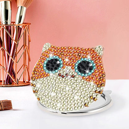 DIY Diamond Art Mosaic Makeup Mirror Paint by Number Kits Cat for Adult and Kids