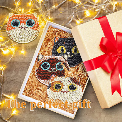 DIY Diamond Art Mosaic Makeup Mirror Paint by Number Kits Cat for Adult and Kids