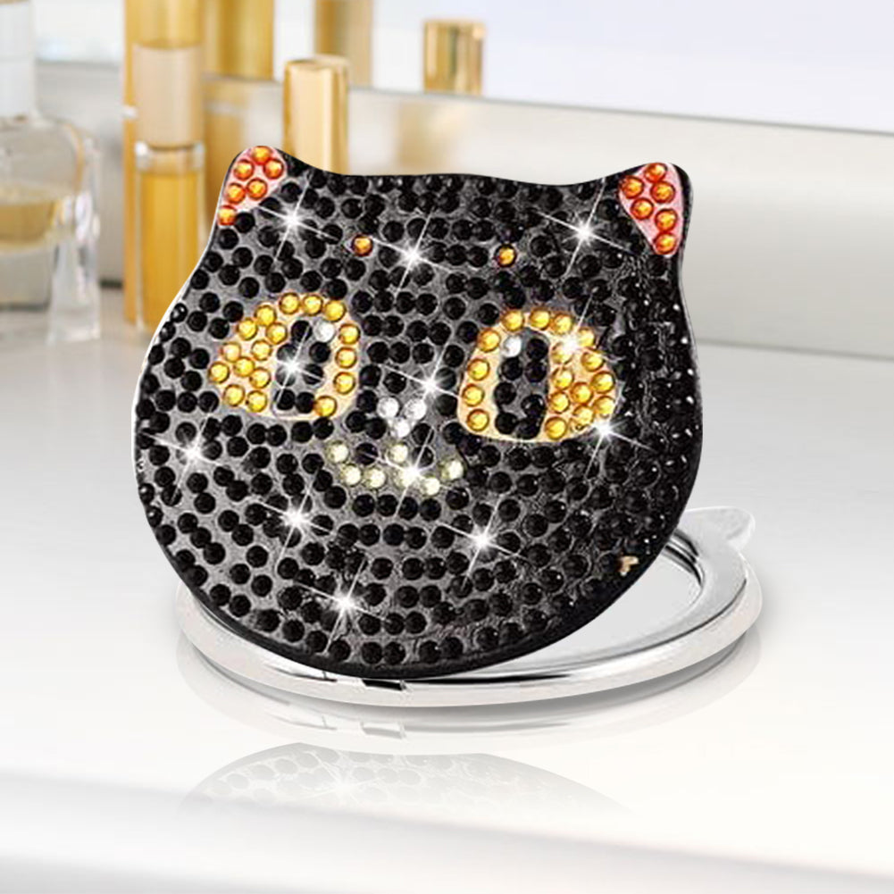 DIY Diamond Art Mosaic Makeup Mirror Paint by Number Kits Cat for Adult and Kids