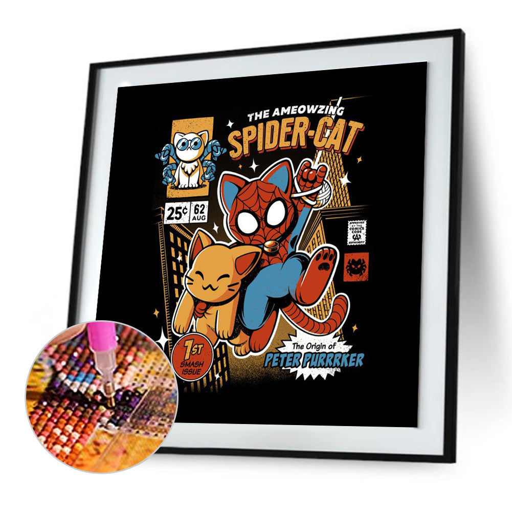 Spider Cat - Full Round Drill Diamond Painting 30*30CM