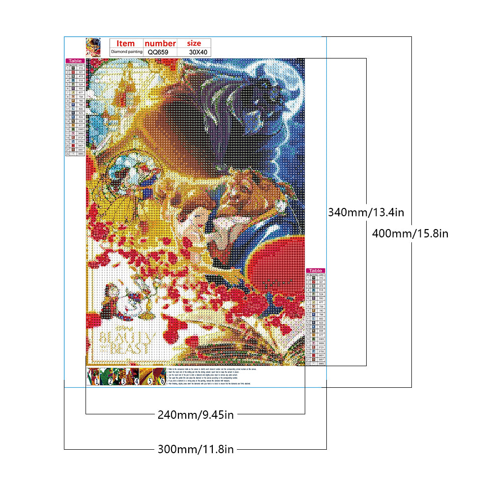 Beauty And The Beast - Full Round Drill Diamond Painting 30*40CM