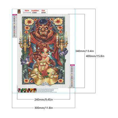 Beauty And The Beast - Full Round Drill Diamond Painting 30*40CM