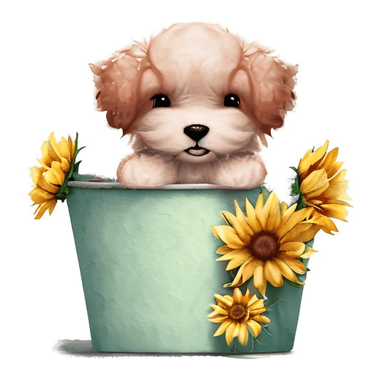 Bucket Puppy - Full Round Drill Diamond Painting 30*30CM