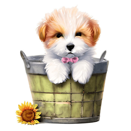 Bucket Puppy - Full Round Drill Diamond Painting 30*30CM