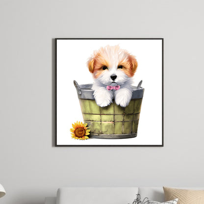 Bucket Puppy - Full Round Drill Diamond Painting 30*30CM