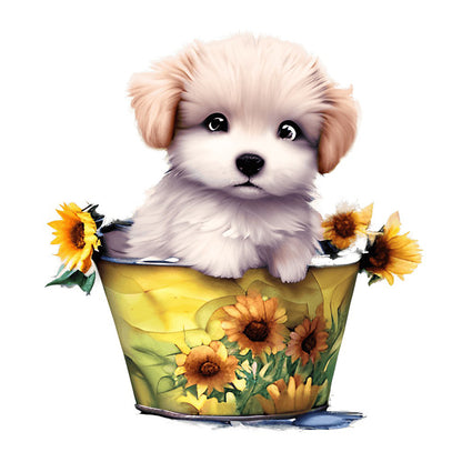 Bucket Puppy - Full Round Drill Diamond Painting 30*30CM