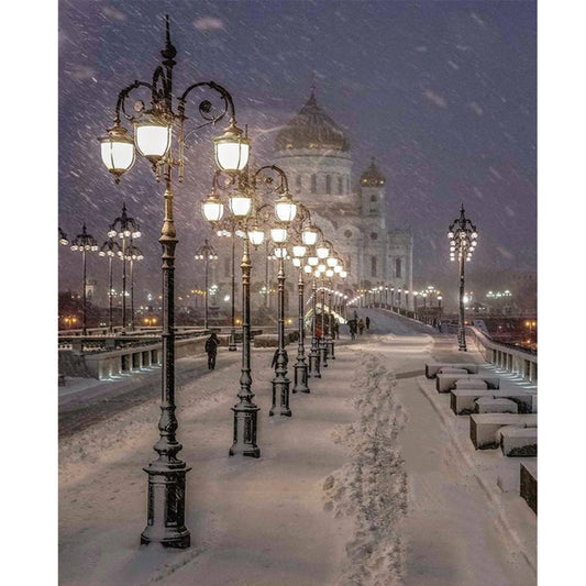 Winter Street - Full Round Drill Diamond Painting 50*60CM