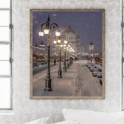 Winter Street - Full Round Drill Diamond Painting 50*60CM
