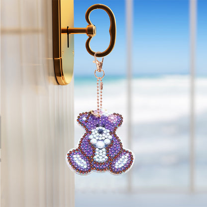 5pcs Diamond Art Key Rings Hanging Ornaments 5D Special-shaped Drill Bag Pandant