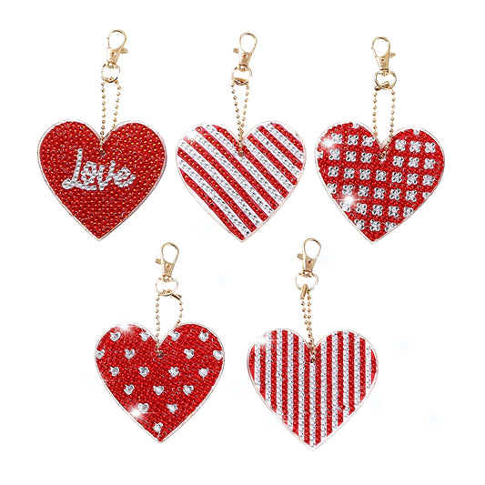 5pcs Diamond Art Key Rings Hanging Ornaments 5D Special-shaped Drill Bag Pandant