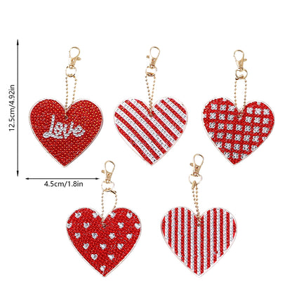 5pcs Diamond Art Key Rings Hanging Ornaments 5D Special-shaped Drill Bag Pandant