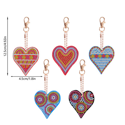 5pcs Diamond Art Key Rings Hanging Ornaments 5D Special-shaped Drill Bag Pandant