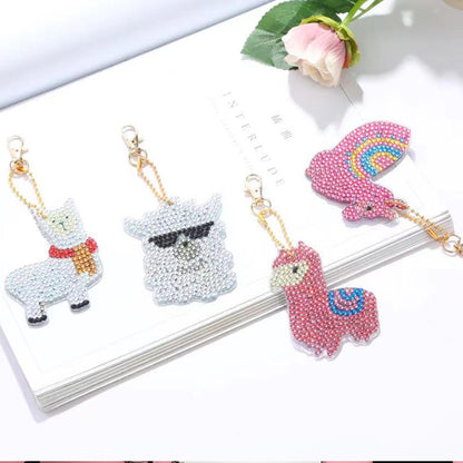 5pcs Diamond Art Key Rings Hanging Ornaments 5D Special-shaped Drill Bag Pandant