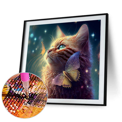 Cat - Full Round Drill Diamond Painting 30*30CM