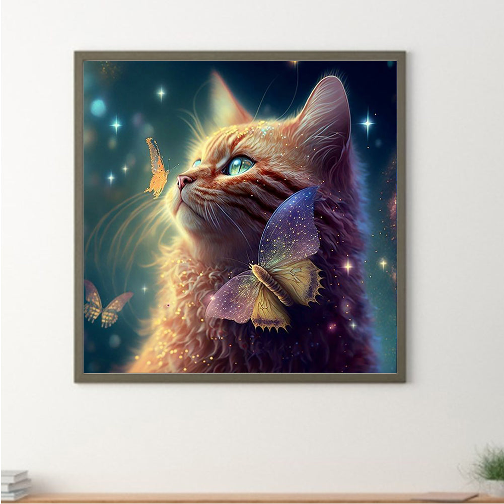 Cat - Full Round Drill Diamond Painting 30*30CM