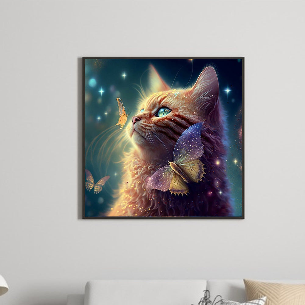 Cat - Full Round Drill Diamond Painting 30*30CM