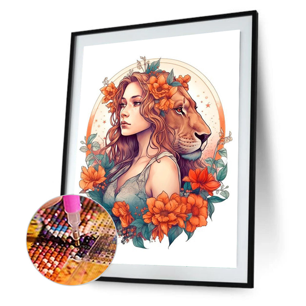 Beauty And The Lion - Full Square Drill Diamond Painting 30*40CM