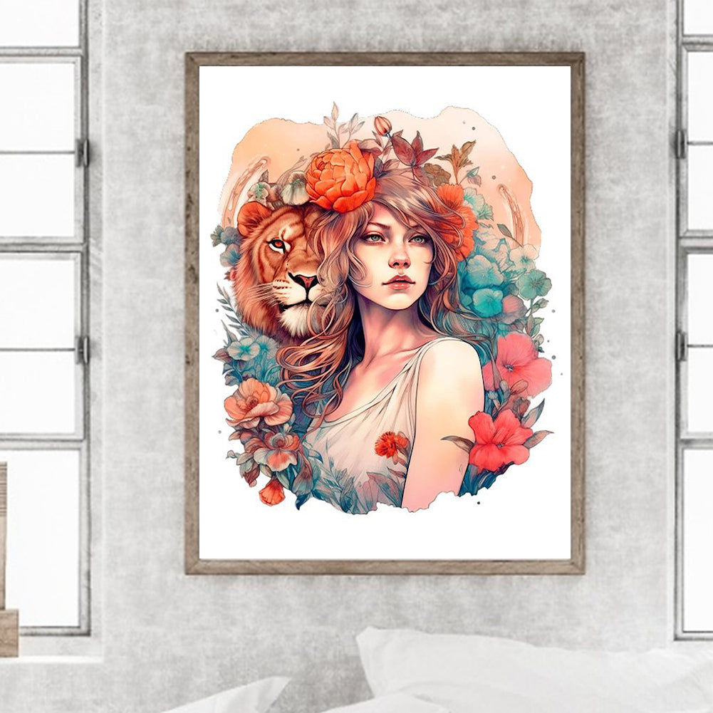 Beauty And The Lion - Full Square Drill Diamond Painting 30*40CM
