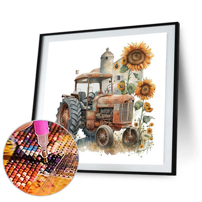 Sunflower Tractor - Full Square Drill Diamond Painting 40*40CM