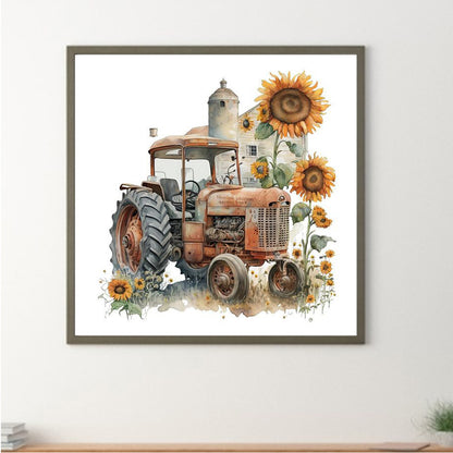 Sunflower Tractor - Full Square Drill Diamond Painting 40*40CM